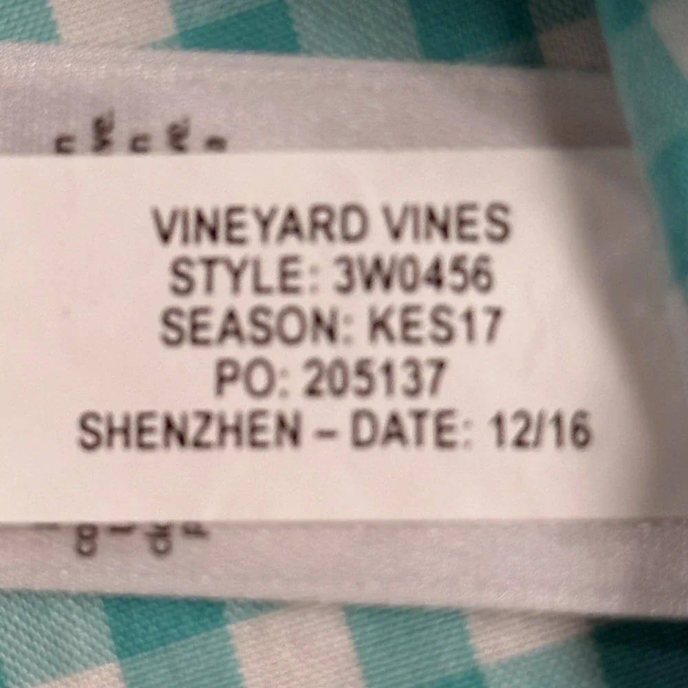 Vineyard Vines‎ Whale Shirt Long Sleeve Button Blue Gingham Boy's Size L or 16